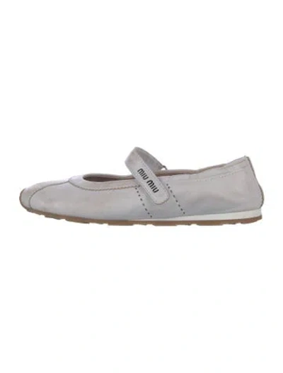 Pre-owned Miu Miu Leather Ballet Flats In White