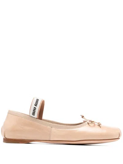 Miu Miu Leather Ballet Shoes In Pink