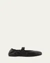 Miu Miu Ruched Nappa Leather Ballet Flats In Black