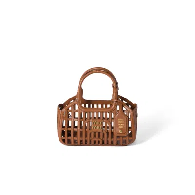 Miu Miu Leather Basket In Brown