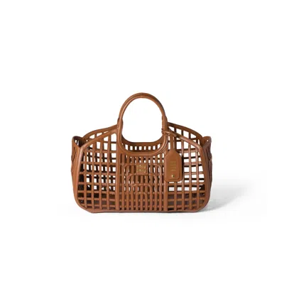 Miu Miu Leather Basket In Brown