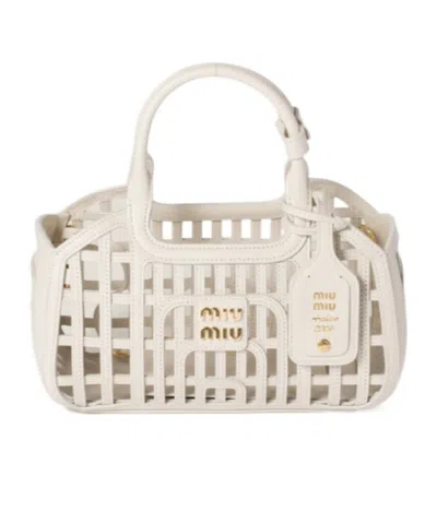 Miu Miu Leather Basket In Brown