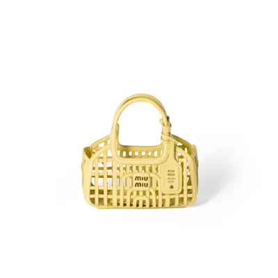 Miu Miu Leather Basket In Yellow