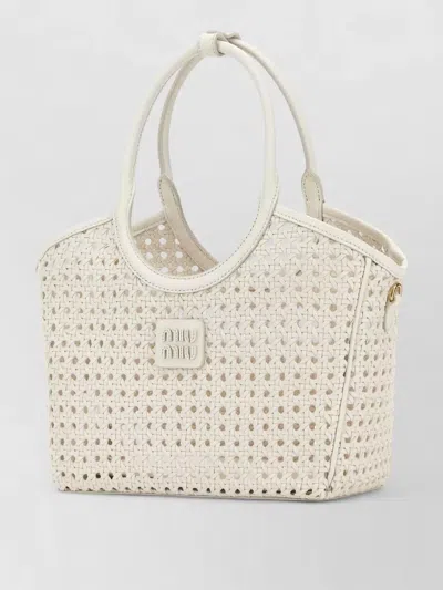 Miu Miu Leather Beach Bag In Blue