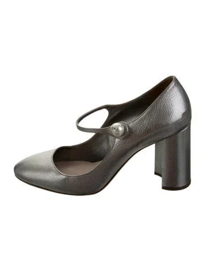 Pre-owned Miu Miu Leather Beaded Accents Pumps In Silver