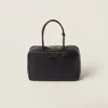 Miu Miu Black Bauletto Bag Zip Embossed Logo In Black