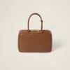 Miu Miu Beau Large Bag In Cognac Colour Leather In Brown