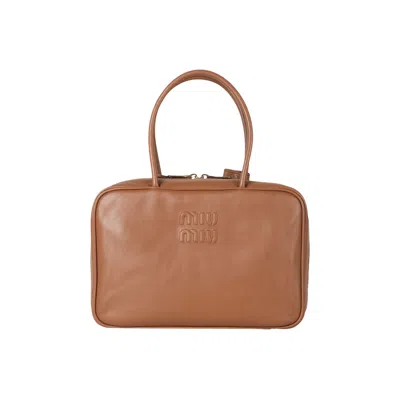 Pre-owned Miu Miu Leather Beau Bag 'cognac'