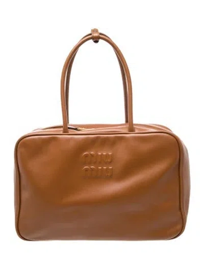 Pre-owned Miu Miu Leather Beau In Brown