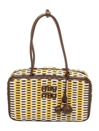 Pre-owned Miu Miu Leather Beau Leather Top Handle In Multi
