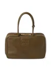 Miu Miu Leather Beau Tote Bag In Green