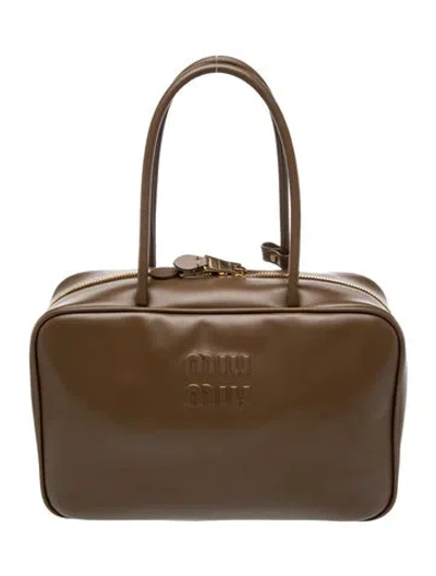 Pre-owned Miu Miu Leather Beau W/ Tags In Brown