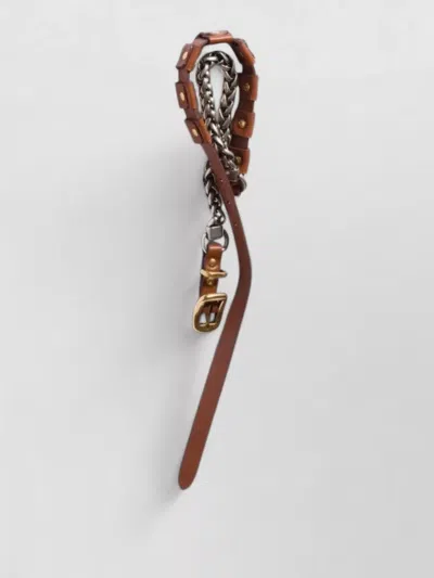 Miu Miu Leather Belt Adjustable Length Chain Detail In Brown
