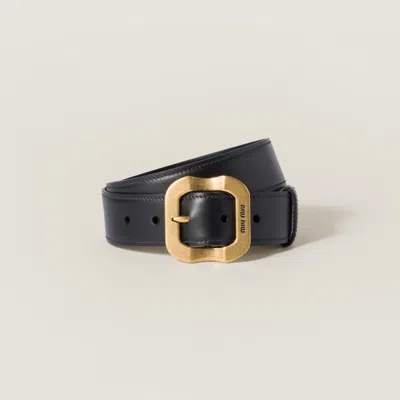 Miu Miu Leather Belt In Black