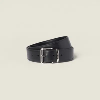 Miu Miu Leather Belt In Black