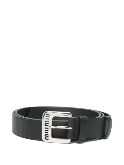Miu Miu Leather Belt In Black