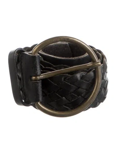 Pre-owned Miu Miu Leather Belt In Black