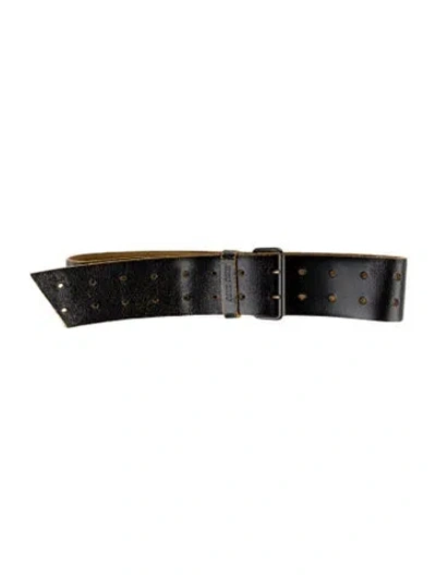 Pre-owned Miu Miu Leather Belt In Black