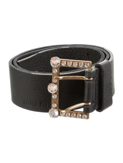 Pre-owned Miu Miu Leather Belt In Black