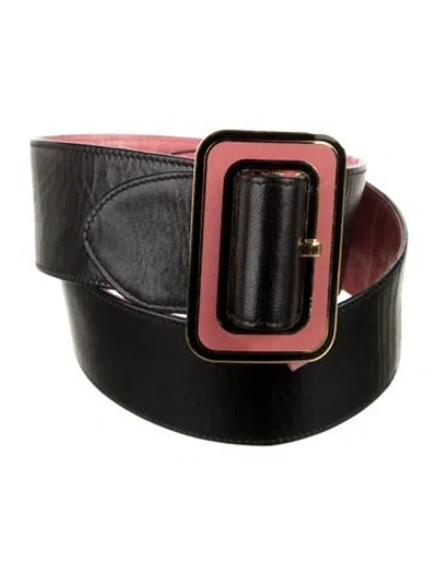 Pre-owned Miu Miu Leather Belt In Black