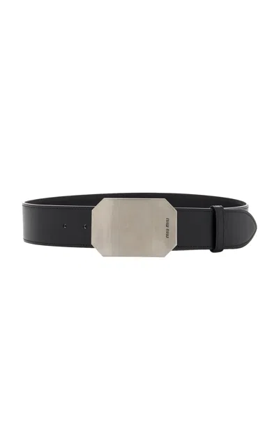 Miu Miu City Calf Metal Belt In Nero