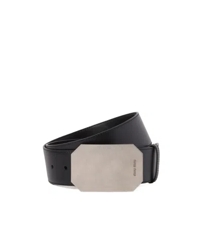 Miu Miu Leather Belt In Black