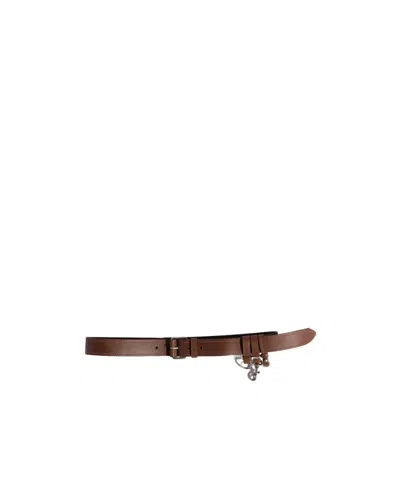 Miu Miu Belt Adjustable Length Metal Charm Detail In Brown