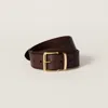 Miu Miu Leather Belt In Briarwood