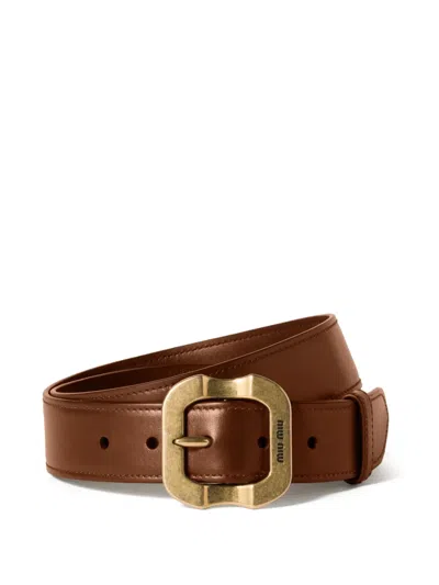Miu Miu Leather Belt In Brown