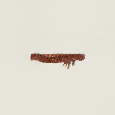 Miu Miu Leather Belt In Brown