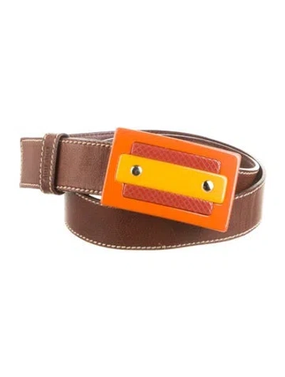 Pre-owned Miu Miu Leather Belt In Brown