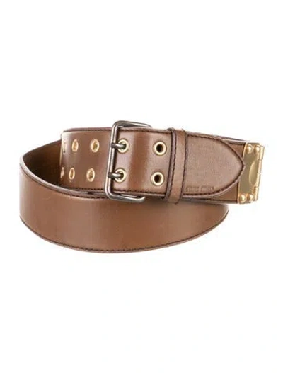 Pre-owned Miu Miu Leather Belt In Brown