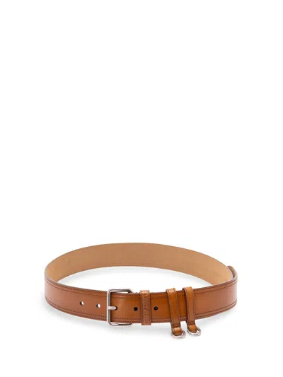 Miu Miu Logo-embossed Leather Belt In Brown