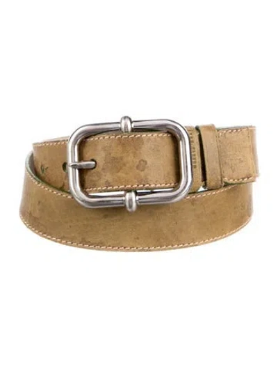 Pre-owned Miu Miu Leather Belt In Green