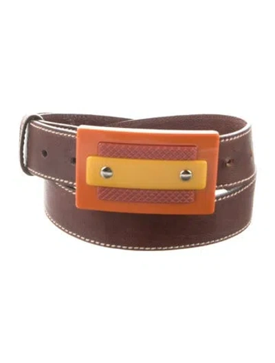 Pre-owned Miu Miu Leather Belt Kit In Brown