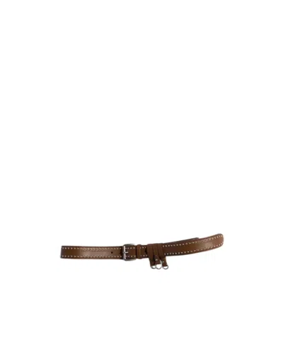 Miu Miu Leather Belt In Gold