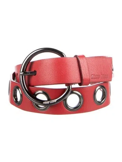 Pre-owned Miu Miu Leather Belt In Red