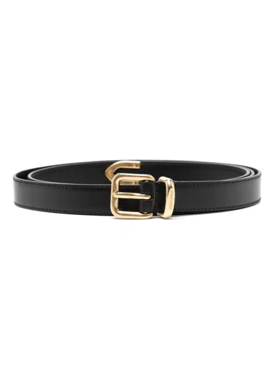 Miu Miu Leather Belt In Schwarz