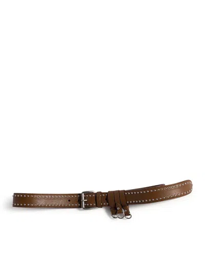 Miu Miu Leather Belt With Studs In Brown