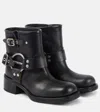 Miu Miu Leather Vintage-effect Ankle Boots 50 In Black
