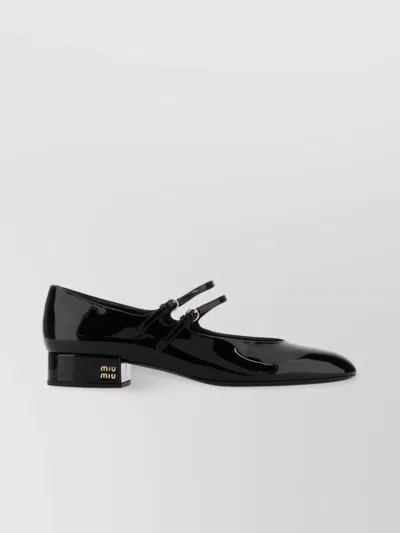 MIU MIU LEATHER BLOCK HEEL PUMPS WITH DOUBLE STRAP