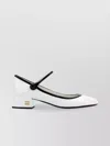 Miu Miu Leather Block Heel Pumps With Patent Finish In Blue