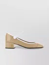 Miu Miu Leather Block Heel Pumps With Round Toe