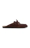 Miu Miu Leather Boat Shoe Mules