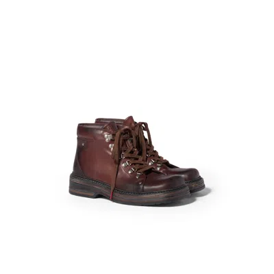 Miu Miu Leather Ankle Boots In Brown