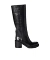 Miu Miu Leather Boots In Black