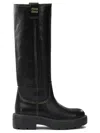 Miu Miu Leather Knee-high Boots Chunky Sole In Black