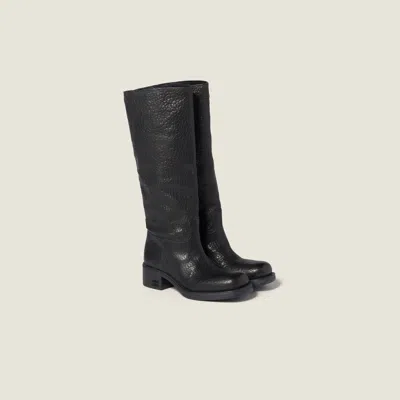 Miu Miu Leather Boots In Black