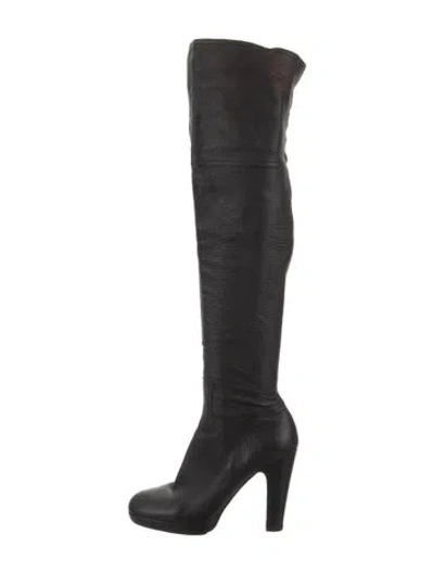 Pre-owned Miu Miu Leather Boots In Black