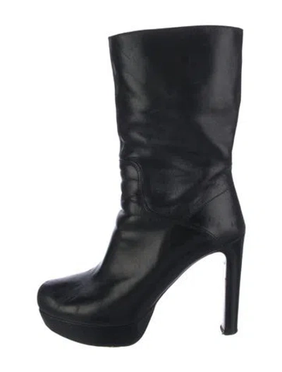 Pre-owned Miu Miu Leather Boots In Black